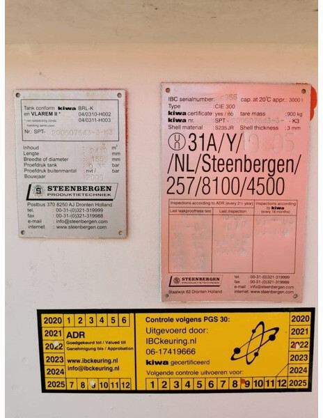 Kiwa IBC Steenbergen 3000 liter diesel tank met keuring ! - Cuve de stockage: photos 3 Kiwa IBC Steenbergen 3000 liter diesel tank met keuring ! - Cuve de stockage: photos 3