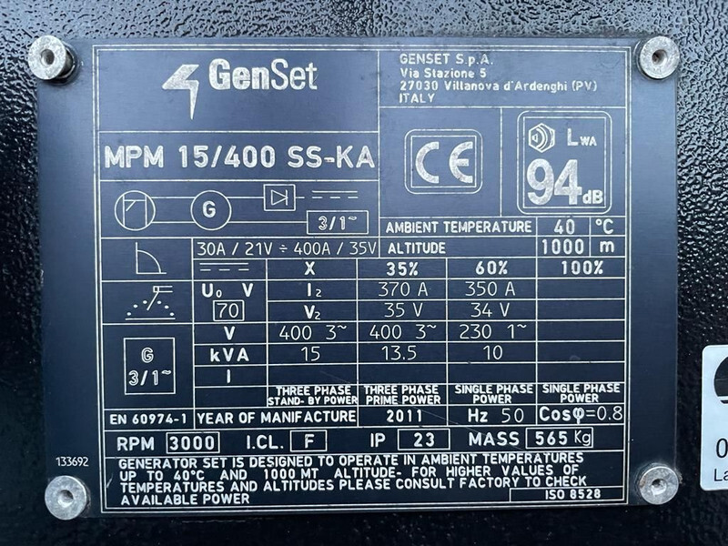 Kubota GenSet MPM 15/400 SS-KA 15 kVA 400 Amp Silent Las generatorset - Groupe électrogène: photos 3 Kubota GenSet MPM 15/400 SS-KA 15 kVA 400 Amp Silent Las generatorset - Groupe électrogène: photos 3