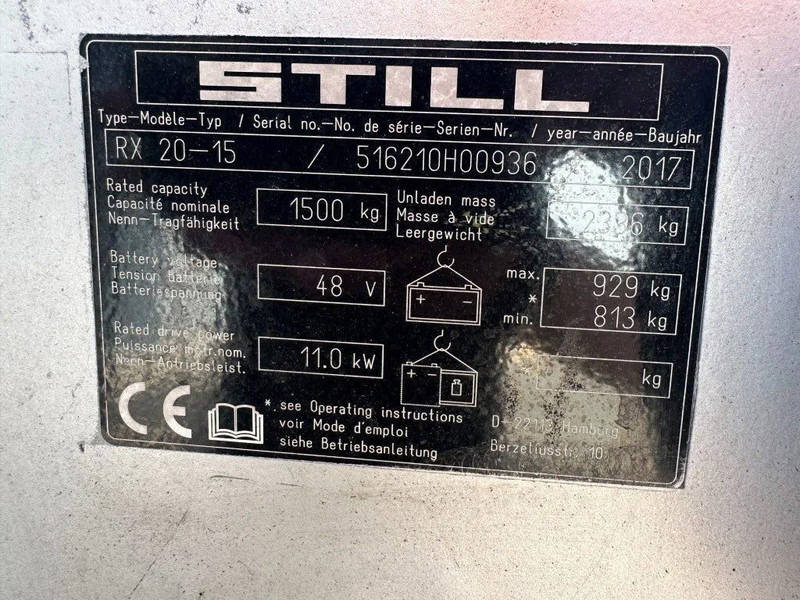 Still RX20-15 1.5 ton Triplex Freelift Sideshift Elekta Heftruck - Chariot élévateur électrique: photos 4 Still RX20-15 1.5 ton Triplex Freelift Sideshift Elekta Heftruck - Chariot élévateur électrique: photos 4