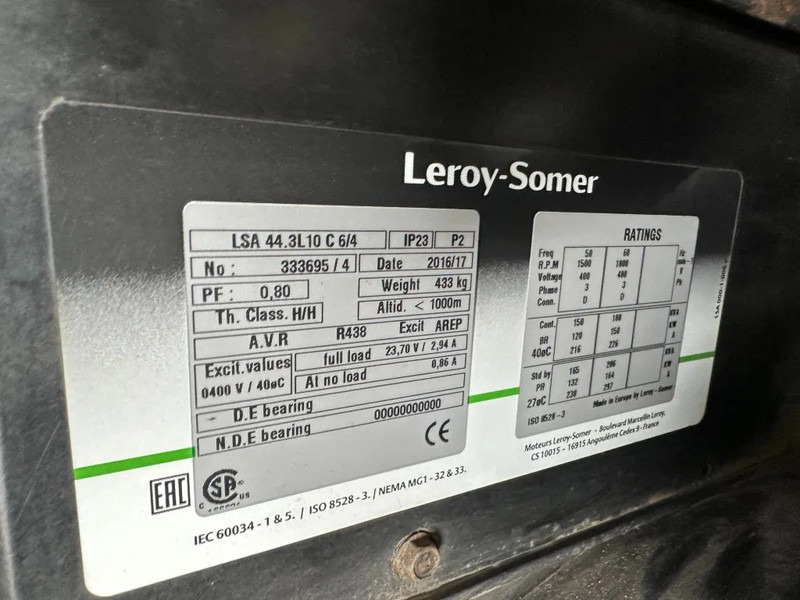 Groupe électrogène Volvo TAD 753 GE Bruno Leroy Somer 165 kVA Silent Rental generatorset: photos 12