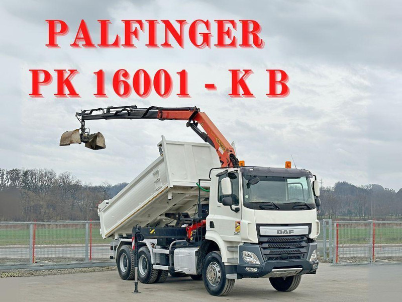 DAF CF 410 * Kipper 4,90 m + PK 16001 - K B * 6x4 - Camion benne, Camion grue: photos 1 DAF CF 410 * Kipper 4,90 m + PK 16001 - K B * 6x4 - Camion benne, Camion grue: photos 1