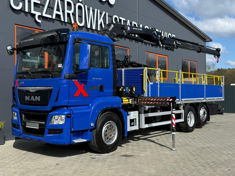 MAN TGS TGX 26.360 / E6 / 143tys km !!! skrzynia + żuraw HMF / manua - Camion plateau, Camion grue: photos 1 MAN TGS TGX 26.360 / E6 / 143tys km !!! skrzynia + żuraw HMF / manua - Camion plateau, Camion grue: photos 1