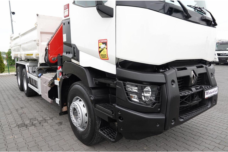 Camion benne, Camion grue Renault C 380 / 6x4 / WYWROTKA 3 STRONNA  + HDS FASSI F135 / HYDROBURTA: photos 16