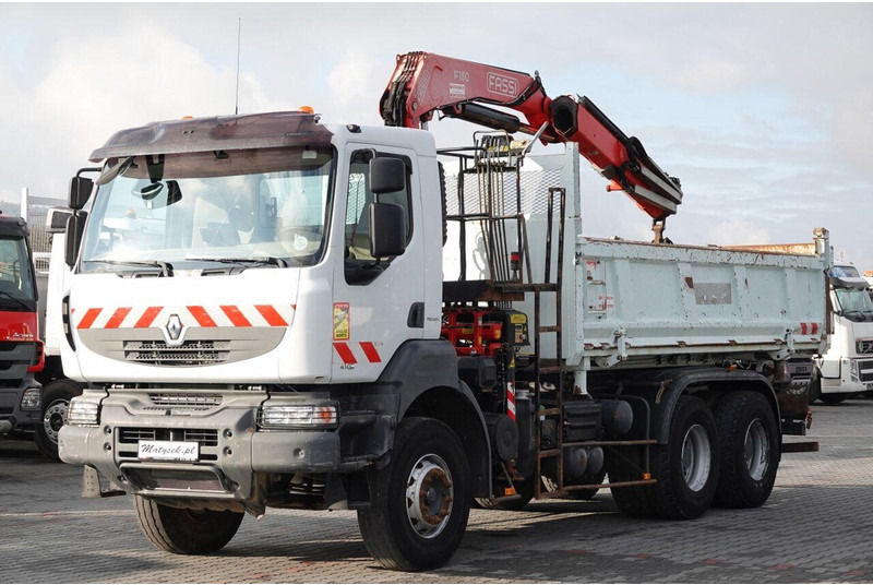 Camion benne, Camion grue Renault KERAX 410 / 6x4 / WYWROTKA + HDS FASSI F150 / HYDROBURTA / BORDM: photos 17