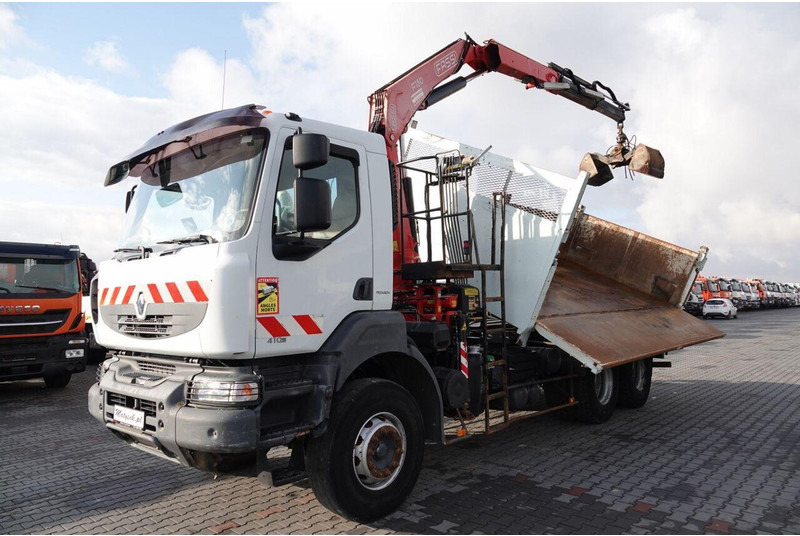 Camion benne, Camion grue Renault KERAX 410 / 6x4 / WYWROTKA + HDS FASSI F150 / HYDROBURTA / BORDM: photos 10