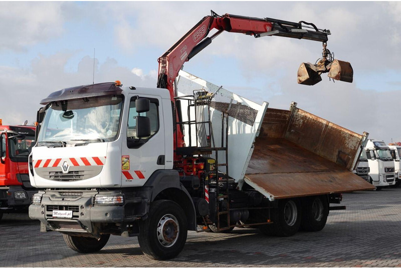 Camion benne, Camion grue Renault KERAX 410 / 6x4 / WYWROTKA + HDS FASSI F150 / HYDROBURTA / BORDM: photos 9