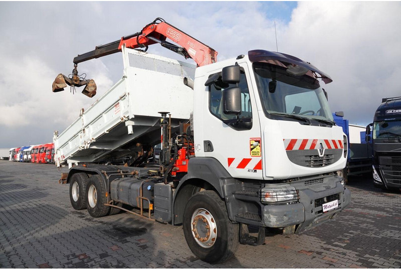 Camion benne, Camion grue Renault KERAX 410 / 6x4 / WYWROTKA + HDS FASSI F150 / HYDROBURTA / BORDM: photos 7