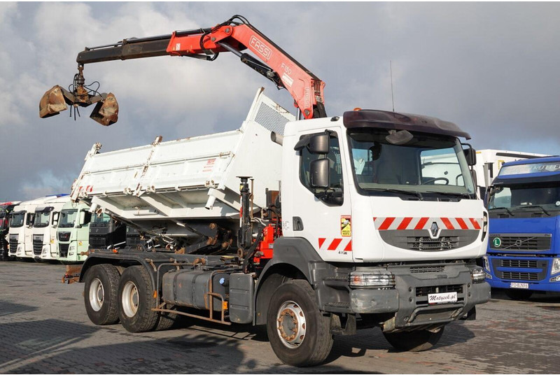 Camion benne, Camion grue Renault KERAX 410 / 6x4 / WYWROTKA + HDS FASSI F150 / HYDROBURTA / BORDM: photos 16