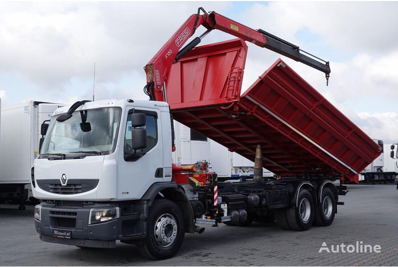 Renault LANDER 3 way tipper + crane FASSI 130 6x4 - Camion benne, Camion grue: photos 1 Renault LANDER 3 way tipper + crane FASSI 130 6x4 - Camion benne, Camion grue: photos 1