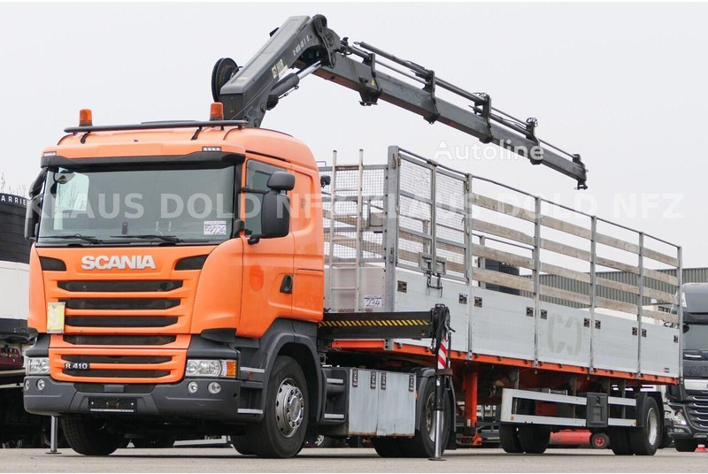 Scania R 410 - Flatbed+crane - Camion plateau, Camion grue: photos 1 Scania R 410 - Flatbed+crane - Camion plateau, Camion grue: photos 1