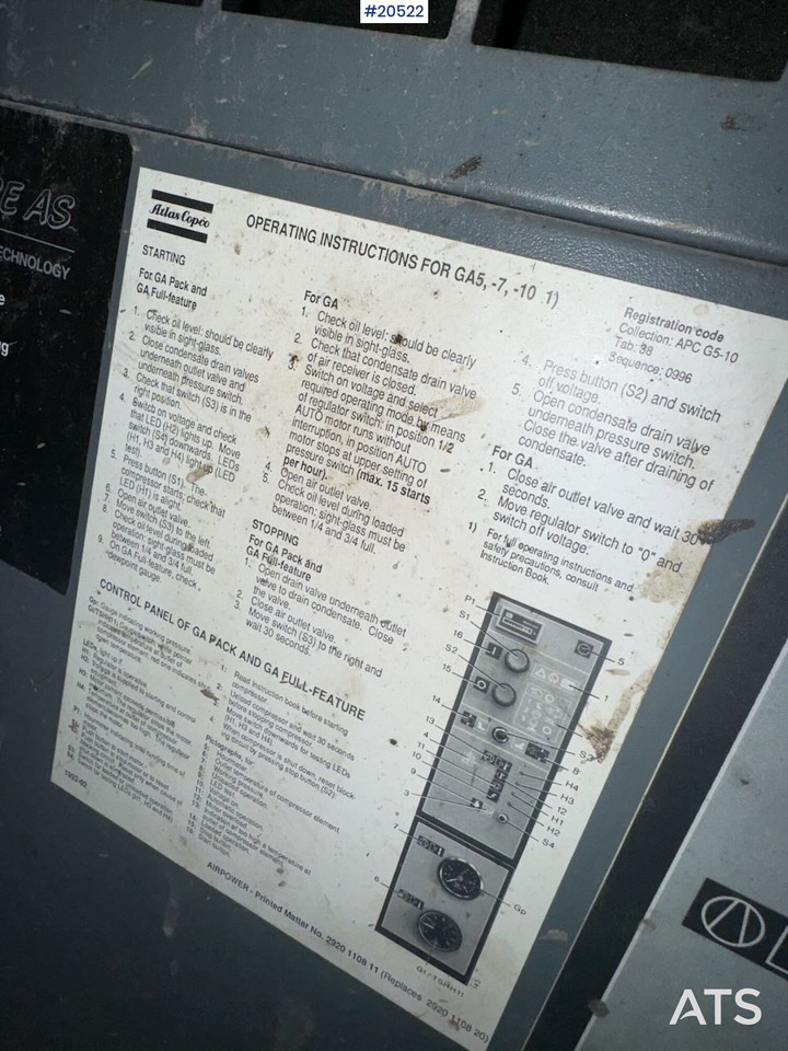 Crédit-bail de Atlas Copco GA7 Atlas Copco GA7: photos 6 Crédit-bail de Atlas Copco GA7 Atlas Copco GA7: photos 6