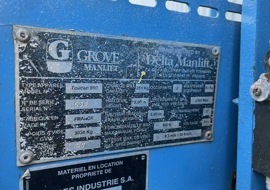 Grove Toucan860 - Nacelle à mât vertical: photos 4 Grove Toucan860 - Nacelle à mât vertical: photos 4