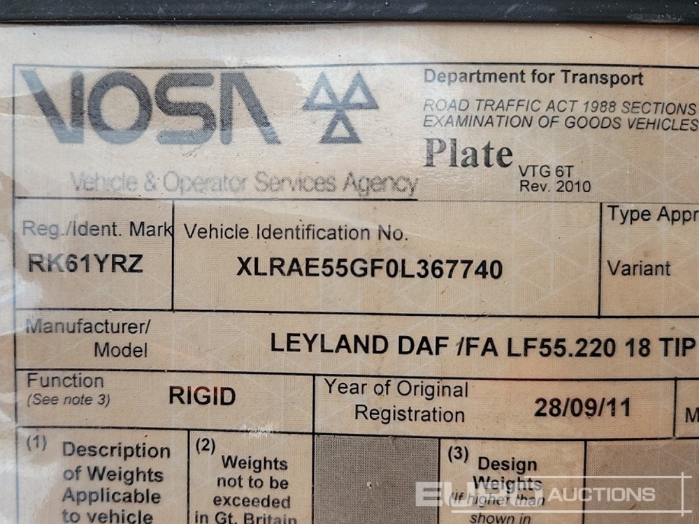 Châssis cabine 2011 DAF LF55.220: photos 50