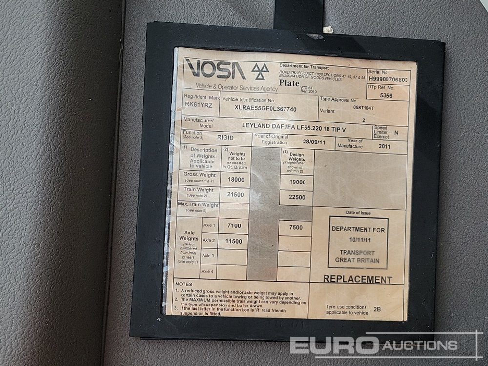 Châssis cabine 2011 DAF LF55.220: photos 49