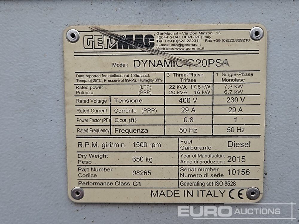 Groupe électrogène 2015 Genmac Dynamic C20PSA: photos 22