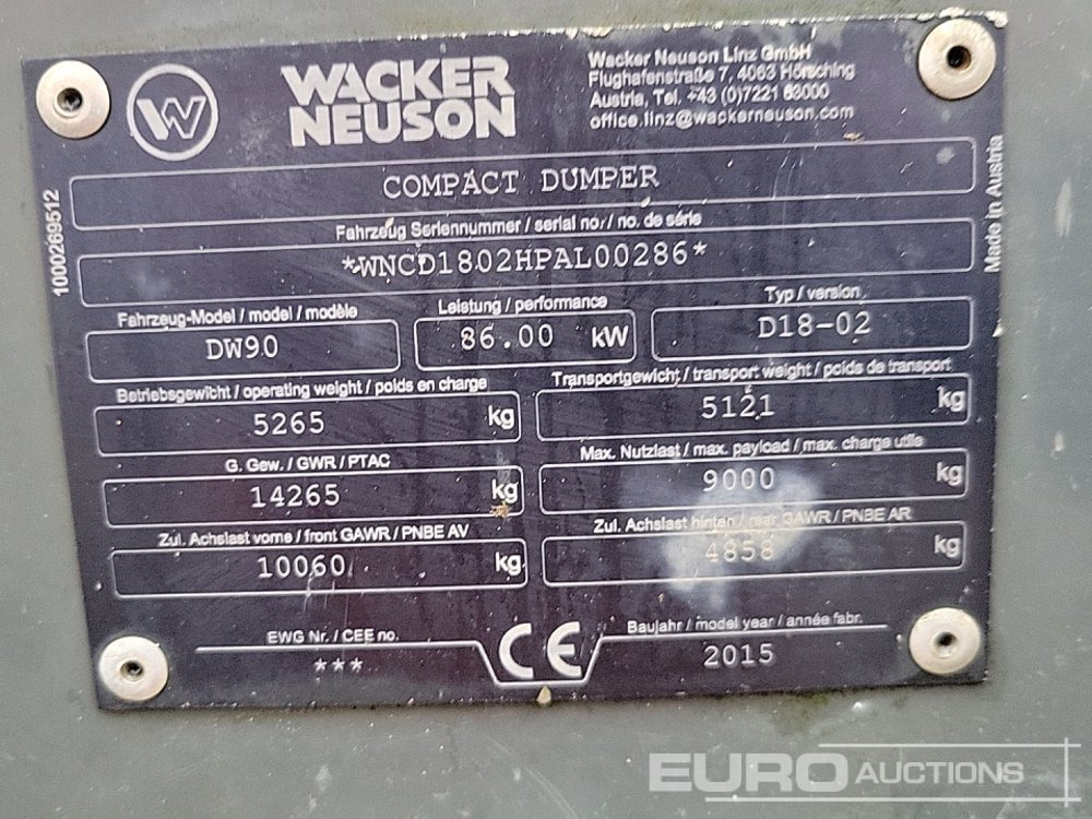 Mini tombereau 2015 Wacker Neuson DW90: photos 36