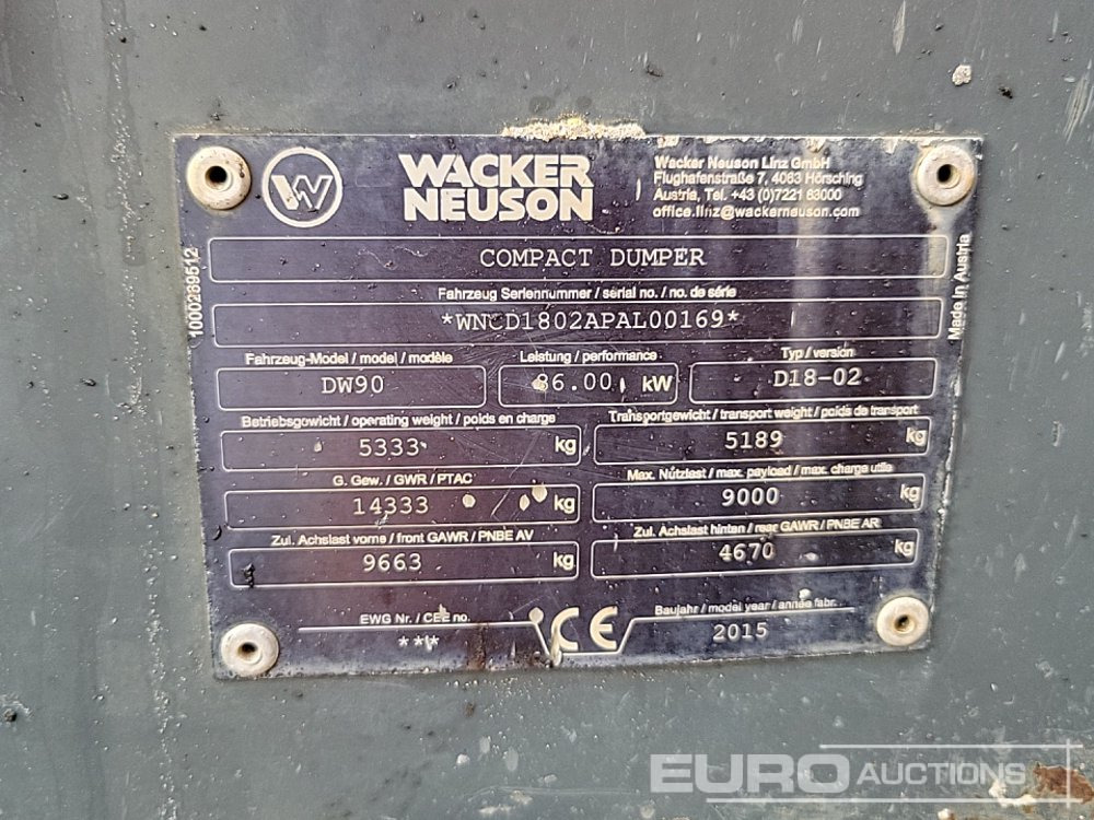 Mini tombereau 2015 Wacker Neuson DW90: photos 34