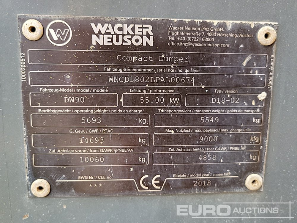 Mini tombereau 2018 Wacker Neuson DW90: photos 31