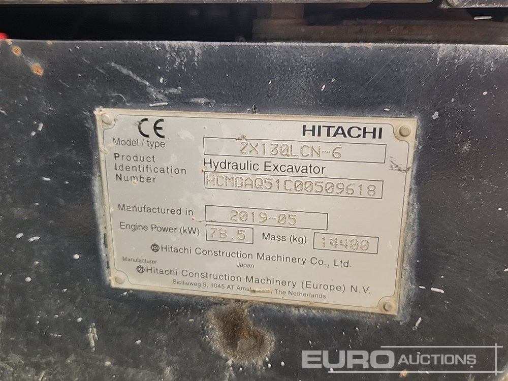 Pelle sur chenille 2019 Hitachi ZX130LCN-6: photos 36