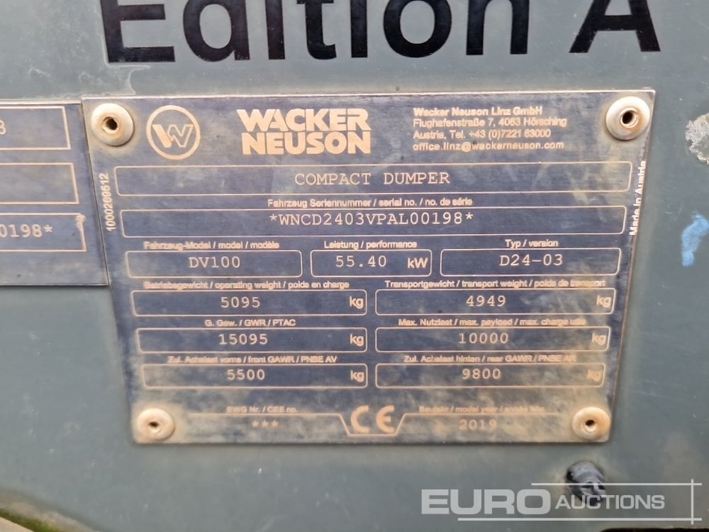 Mini tombereau 2019 Wacker Neuson DV100: photos 33 Mini tombereau 2019 Wacker Neuson DV100: photos 33