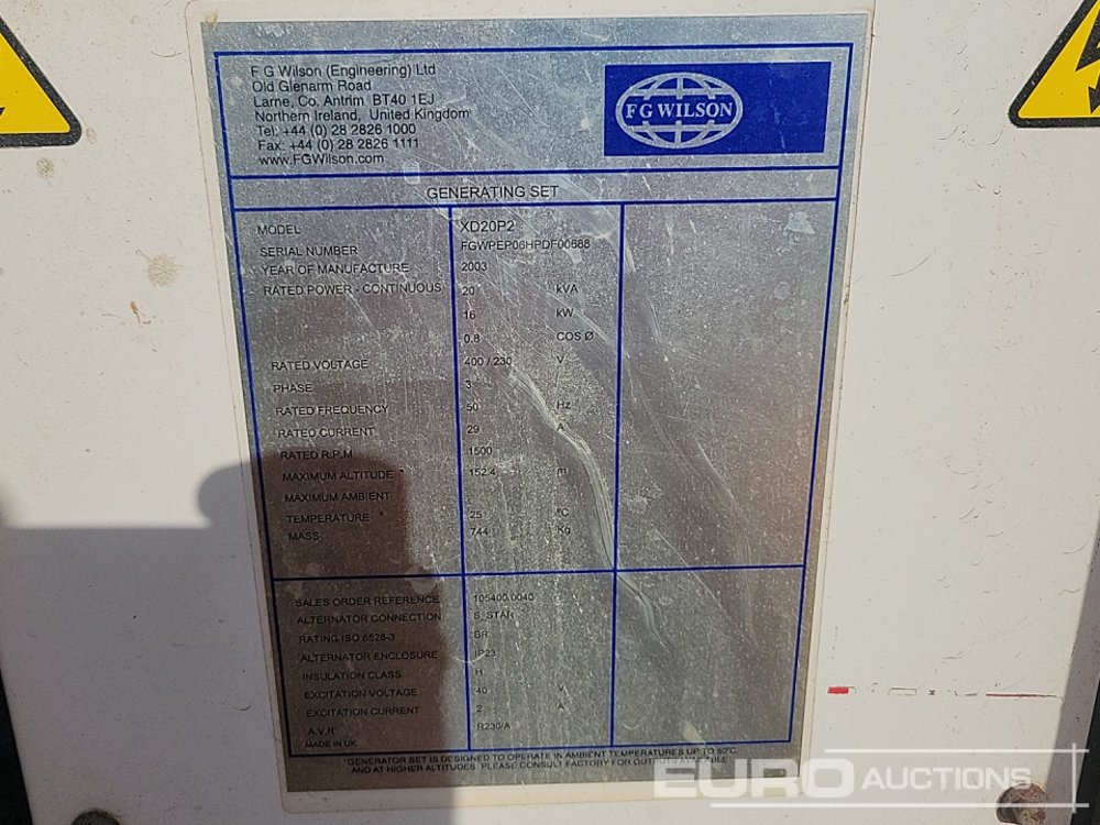 Groupe électrogène FG Wilson XD20P2: photos 22