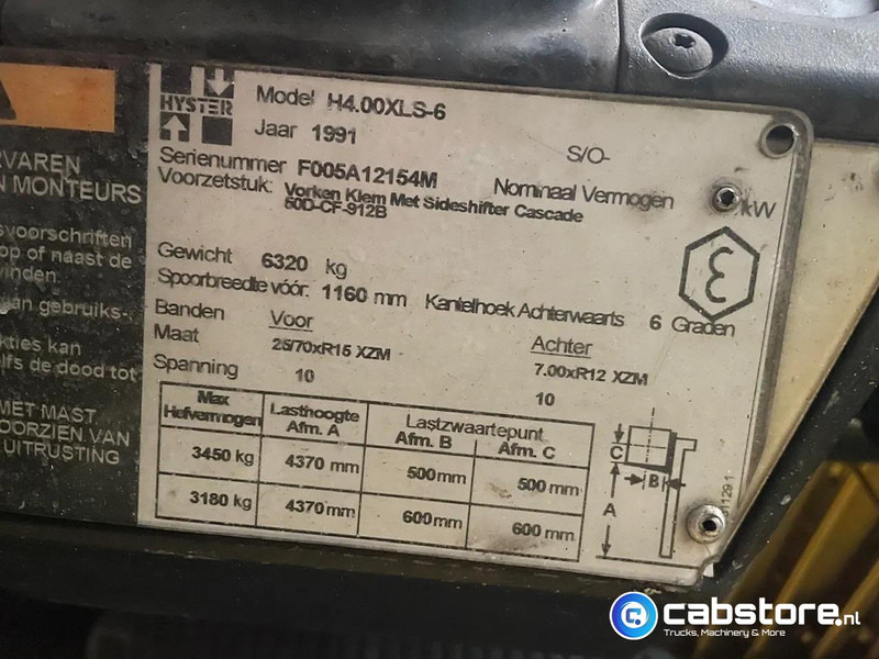 Chariot élévateur à gaz Hyster H4.00 XLS-6 hef truck - Forklift - Gabelstapler - Good condition: photos 14 Chariot élévateur à gaz Hyster H4.00 XLS-6 hef truck - Forklift - Gabelstapler - Good condition: photos 14