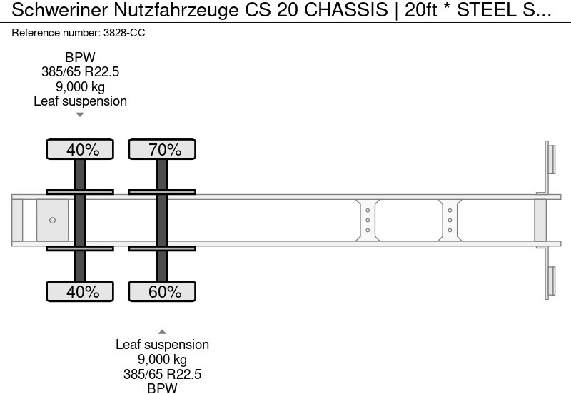Crédit-bail de Schweriner Nutzfahrzeuge CS 20 CHASSIS | 20ft * STEEL SUSPENSION * BPW/DRUM * 9x AVAILABLE Schweriner Nutzfahrzeuge CS 20 CHASSIS | 20ft * STEEL SUSPENSION * BPW/DRUM * 9x AVAILABLE: photos 16 Crédit-bail de Schweriner Nutzfahrzeuge CS 20 CHASSIS | 20ft * STEEL SUSPENSION * BPW/DRUM * 9x AVAILABLE Schweriner Nutzfahrzeuge CS 20 CHASSIS | 20ft * STEEL SUSPENSION * BPW/DRUM * 9x AVAILABLE: photos 16