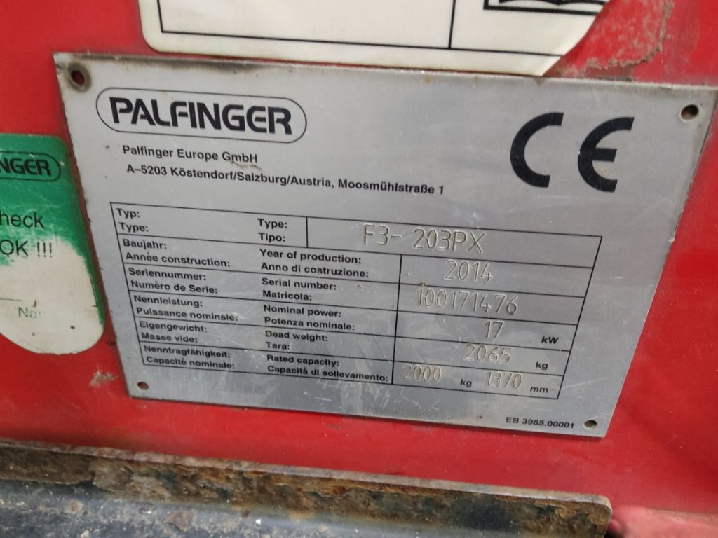 Crédit-bail de Palfinger PALFINGERF3-203PX Palfinger PALFINGERF3-203PX: photos 9